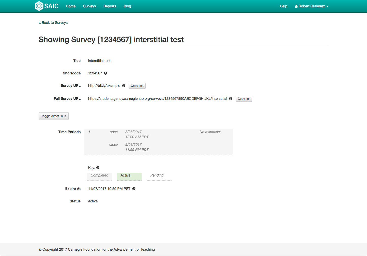 Survey page